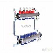 Коллекторная группа с расходомерами Bravi выходы 7X3/4 Евроконус 