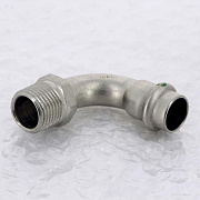 Угол пресс 15 x 1/2' НР нерж.сталь. Sanpress Inox (отвод) 