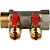 Коллектор STOUT c кранами 1" 2 выхода 1/2' (красные ручки) 